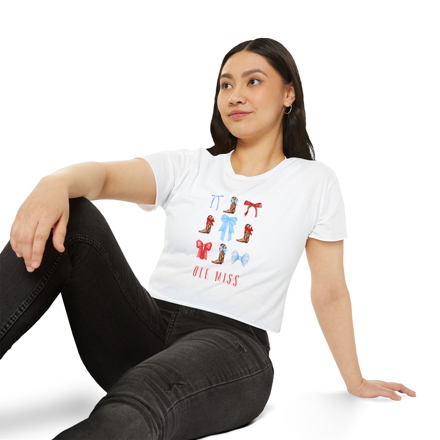 “Boots & Bows, Ole Miss” Cropped Tee