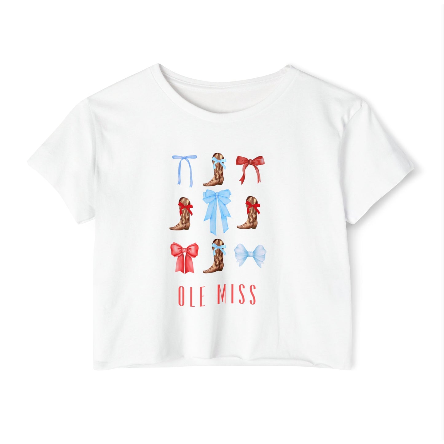 “Boots & Bows, Ole Miss” Cropped Tee
