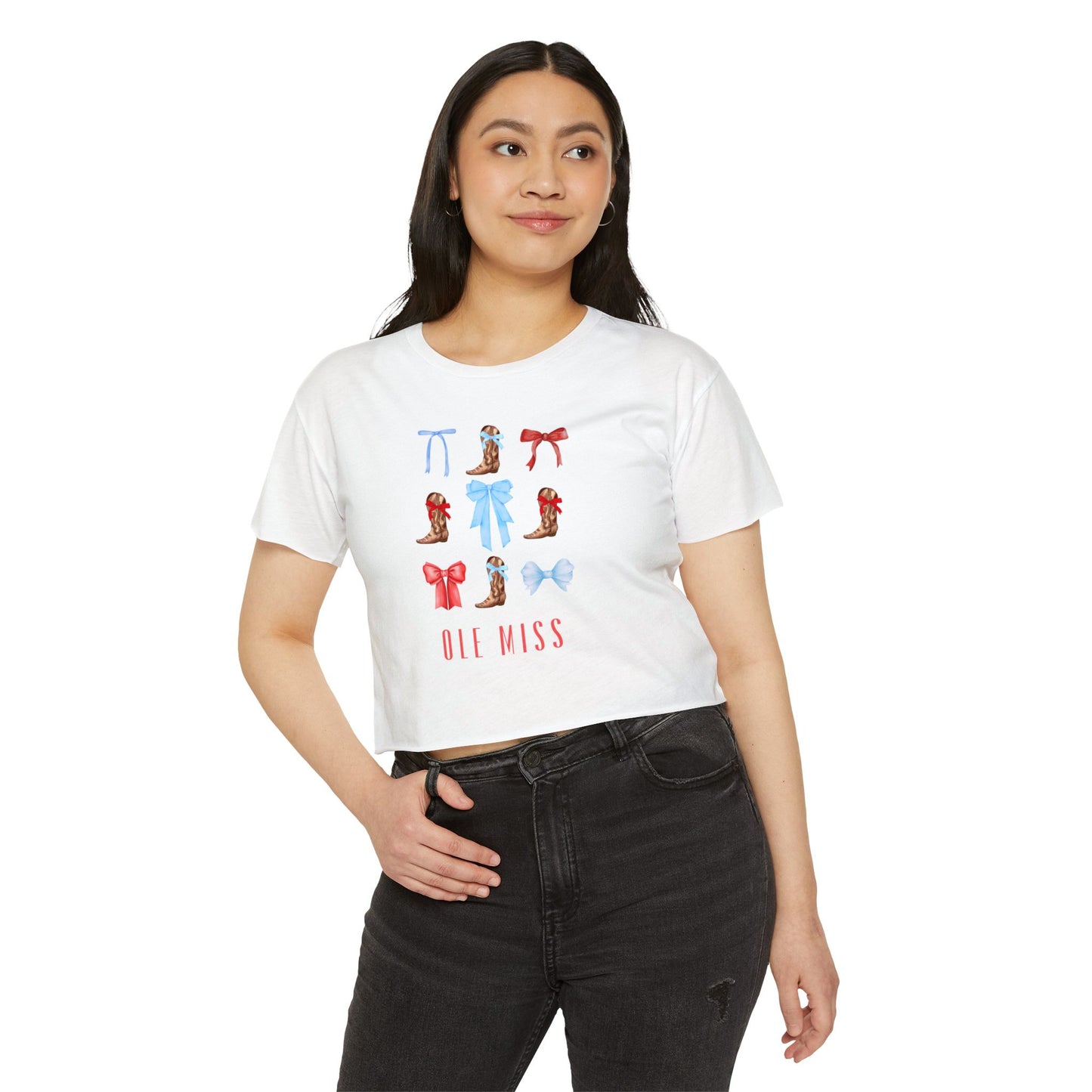 “Boots & Bows, Ole Miss” Cropped Tee